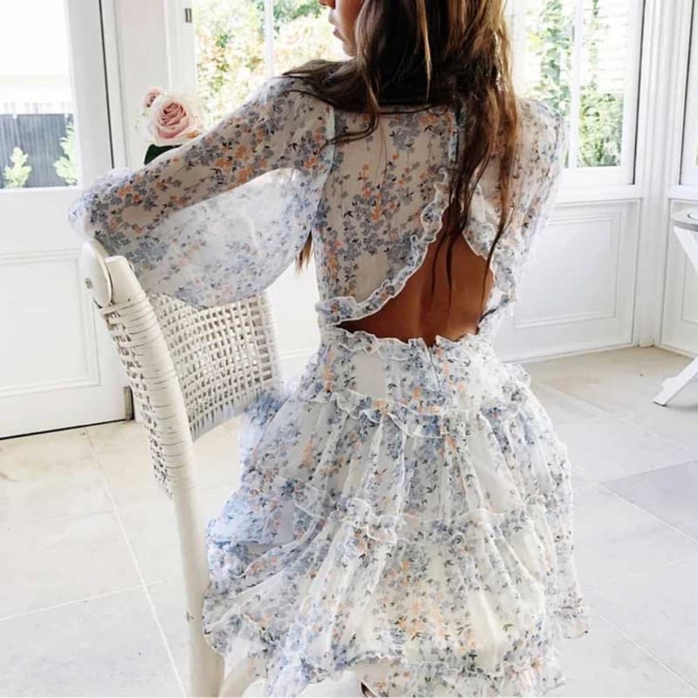 Bethany floral print open back dress - BLUSH - Picture 3 of 8